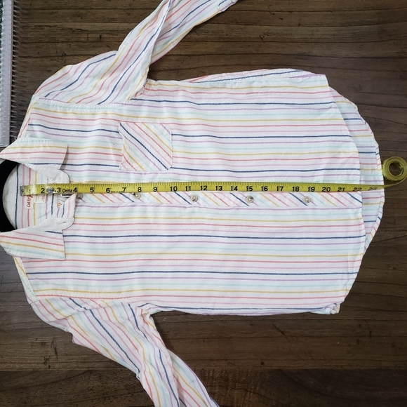 Cat & Jack Stripe Cotton Long Sleeve Button Blouse Girls Sz L - Picture 5 of 7